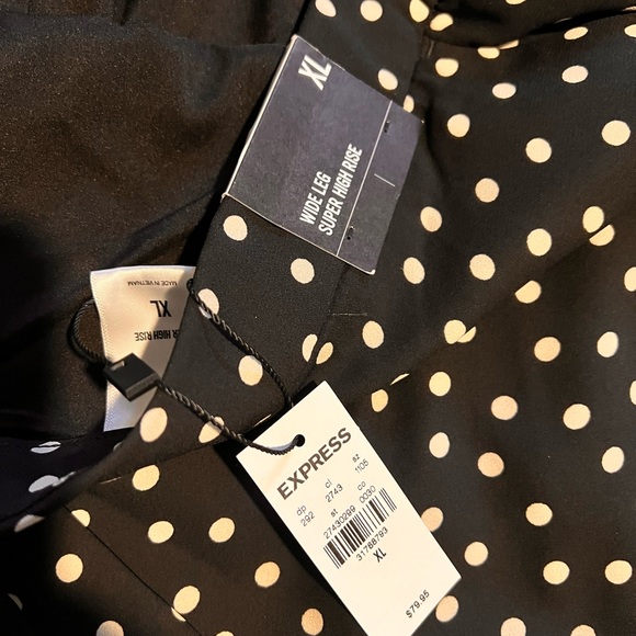 (NWT) Express wide leg, high rise, polka dot pants - Picture 2 of 6
